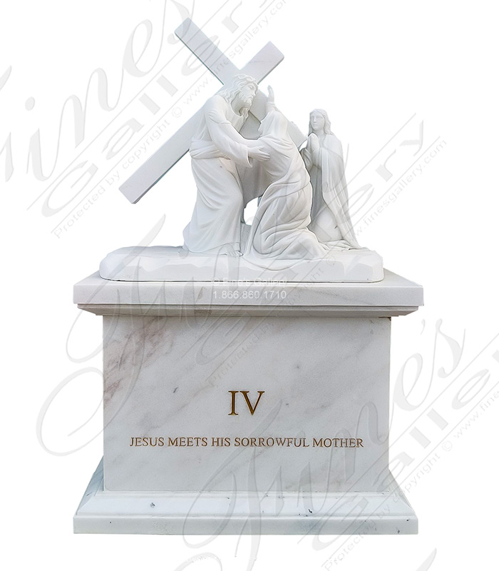 Marble Statues  - The Fourth Station Of The Cross In Hand Carved Marble - MS-1543